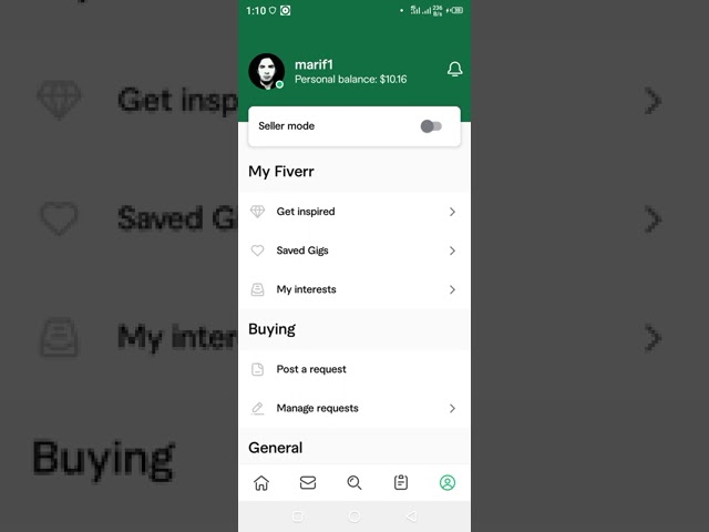 Buyer to seller mode  enable Fiverr in mobile app #short