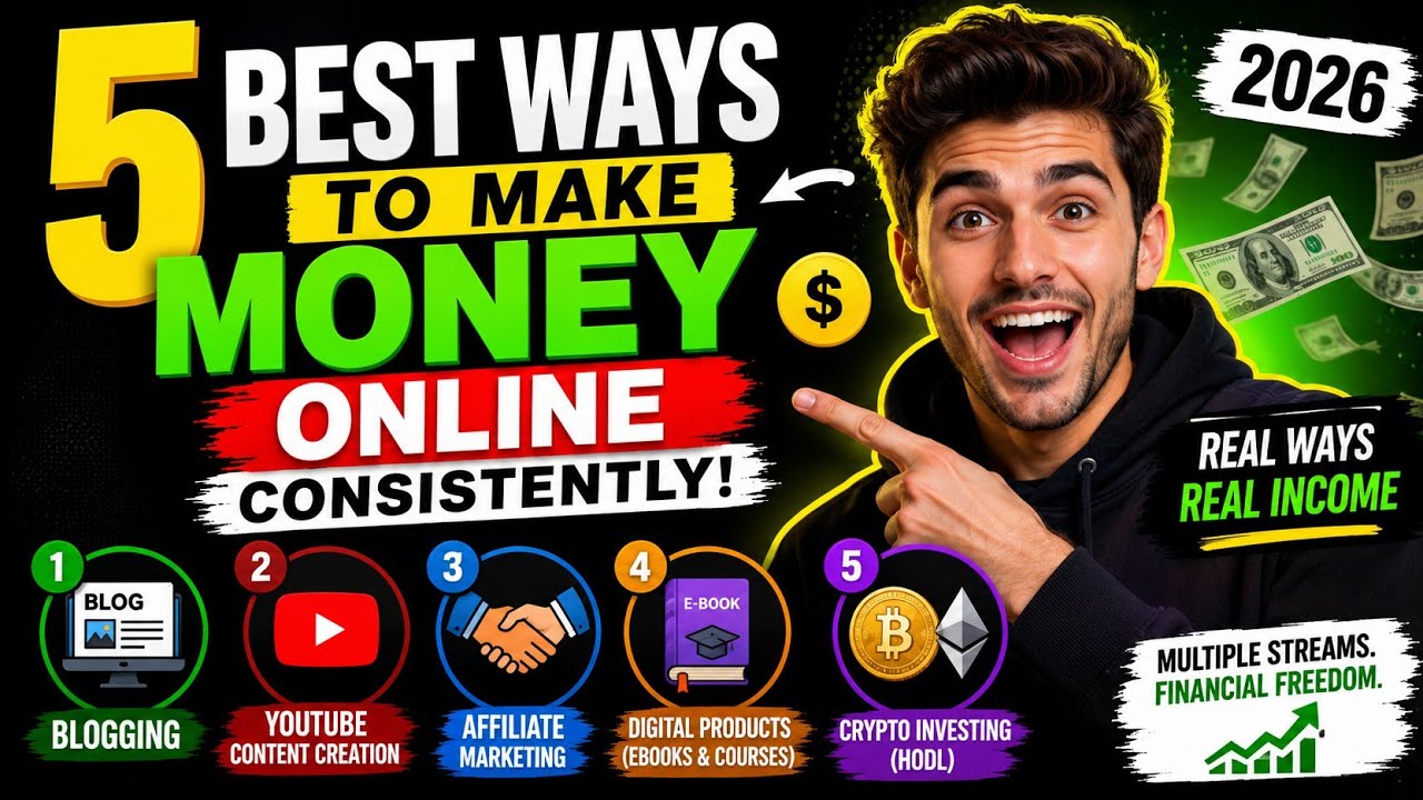 5 Best Ways to Make Money Online Consistently in 2026 💰 | Blogging, YouTube, Crypto & More