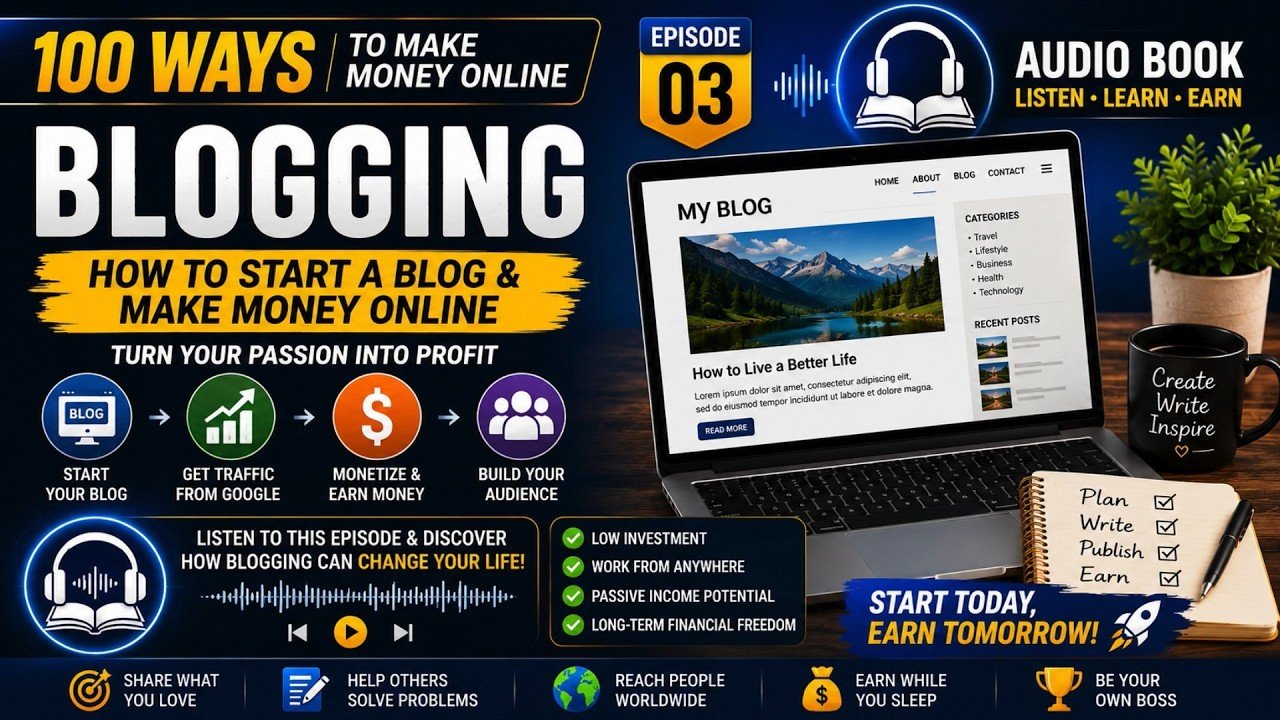 Blogging for Beginners (2026)- How to Start a Blog & Make Money Online-100 Ways to Make Money Online